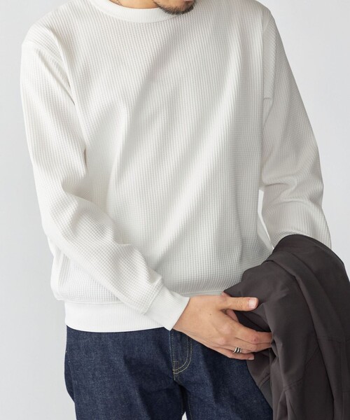 SHIPS（シップス）の「SHIPS:  〈軽量/UVカット〉SPEEDRY(R) ワッフル ロングスリーブ（Tシャツ/カットソー・メンズ・グレー/ブラウン/オフホワイト/ブラック・X-LARGE/LARGE/MEDIUM/SMALL）」の2枚目の写真