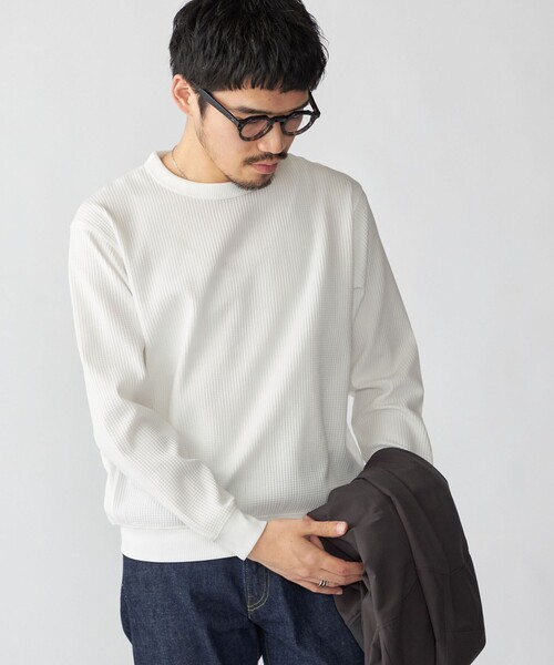 SHIPS（シップス）の「SHIPS:  〈軽量/UVカット〉SPEEDRY(R) ワッフル ロングスリーブ（Tシャツ/カットソー・メンズ・グレー/ブラウン/オフホワイト/ブラック・X-LARGE/LARGE/MEDIUM/SMALL）」の16枚目の写真