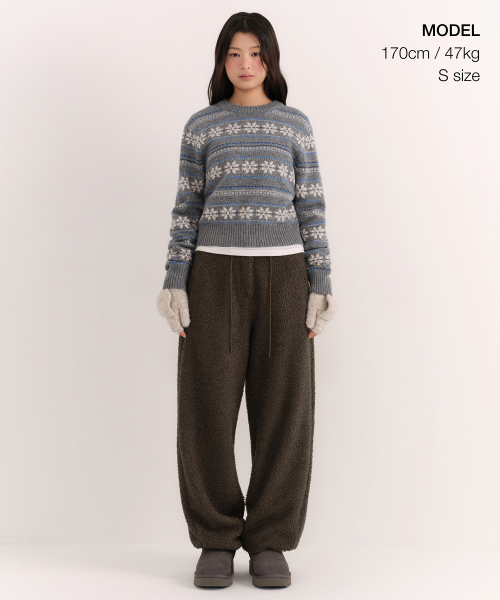MUSINSA STANDARD WOMAN（ムシンサスタンダードウーマン）の「ウィメンズノルディックフェアアイルクルーネックニット[ミディアムグレー]（ニット/セーター・レディース・その他・X-SMALL/SMALL/LARGE/MEDIUM）」の4枚目の写真