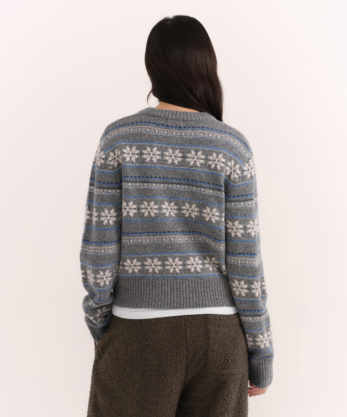 MUSINSA STANDARD WOMAN（ムシンサスタンダードウーマン）の「ウィメンズノルディックフェアアイルクルーネックニット[ミディアムグレー]（ニット/セーター・レディース・その他・X-SMALL/SMALL/LARGE/MEDIUM）」の5枚目の写真