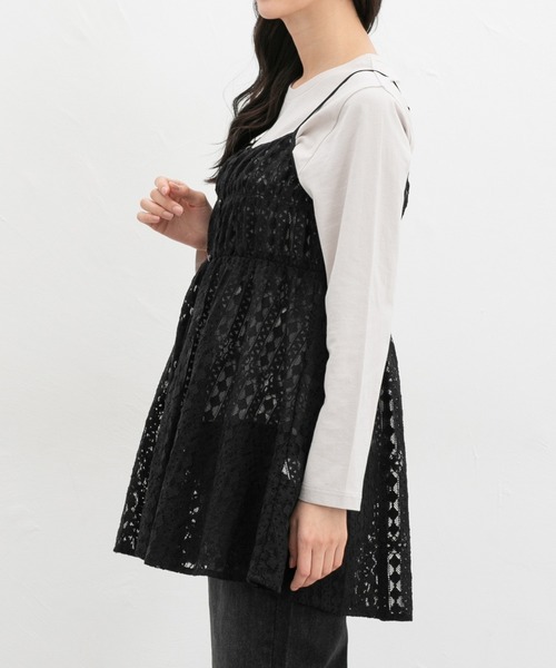 Honeys(ハニーズ)の「レースキャミチュニック(キャミソール・レディース・アイボリー/ブラック・L/LL/M)」の12枚目の写真