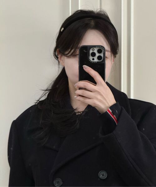 MUSINSA STANDARD WOMAN（ムシンサスタンダードウーマン）の「ウィメンズウールブレンドオーバーショルダーピーコート[ネイビー]（チェスターコート・レディース・その他・LARGE/MEDIUM/SMALL/X-SMALL）」の8枚目の写真
