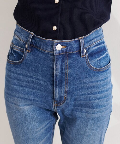 natural couture（ナチュラルクチュール）の「セルフカットストレートデニムフレアパンツ（デニムパンツ・レディース・サックスブルー/ブルー・LARGE/MEDIUM）」の18枚目の写真