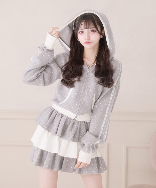 Pal elfy(パルエルフィー)の「バイカラーレースニットパーカー(パーカー・レディース・ピンク/グレー/ブラック・フリー)」の16枚目の写真