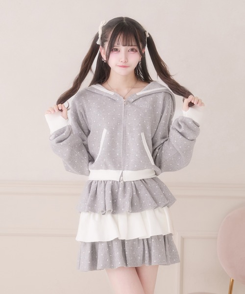 Pal elfy(パルエルフィー)の「バイカラーレースニットパーカー(パーカー・レディース・ピンク/グレー/ブラック・フリー)」の12枚目の写真