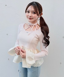 NOMAE | ストーンドットペプラムトップス(Tシャツ/カットソー)