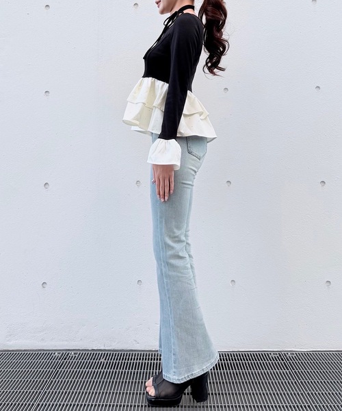 NOMAE（ノーマエ）の「ストーンドットペプラムトップス（Tシャツ/カットソー・レディース・ピンク/ホワイト/ブルー/ブラック・FREE）」の18枚目の写真