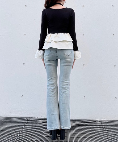 NOMAE（ノーマエ）の「ストーンドットペプラムトップス（Tシャツ/カットソー・レディース・ピンク/ホワイト/ブルー/ブラック・FREE）」の19枚目の写真