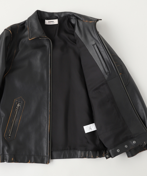 DAIRIKU（ダイリク）の「DAIRIKU / ダイリク MIllitary Leather Flight Jacket（ミリタリージャケット・メンズ・ブラック/ネイビー・MEDIUM/LARGE）」の7枚目の写真