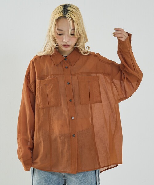 NOMINE(ノミネ)の「オーバーサイズ シアーシャツ(シャツ/ブラウス・レディース・ライトグレー/イエロー系その他/グレイッシュブルー/グリーン系その他・フリー)」の20枚目の写真