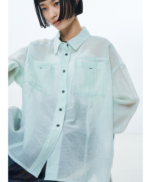 NOMINE(ノミネ)の「オーバーサイズ シアーシャツ(シャツ/ブラウス・レディース・ライトグレー/イエロー系その他/グレイッシュブルー/グリーン系その他・フリー)」の1枚目の写真