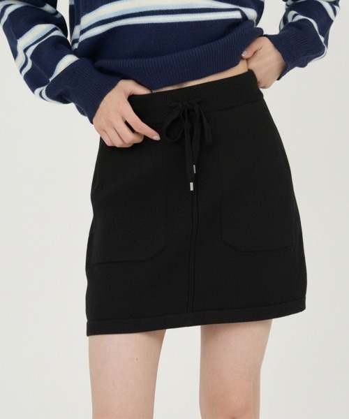 NUJOH(ヌゾ)の「Drawstring Pocket Mini Skirt / ドローストリングポケットミニスカート(スカート・レディース・ナチュラル/ベージュ/チャコールグレー/ブラック/グレー・FREE)」の1枚目の写真
