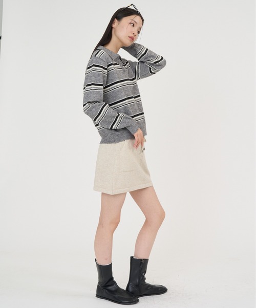 NUJOH(ヌゾ)の「Drawstring Pocket Mini Skirt / ドローストリングポケットミニスカート(スカート・レディース・ナチュラル/ベージュ/チャコールグレー/ブラック/グレー・FREE)」の15枚目の写真