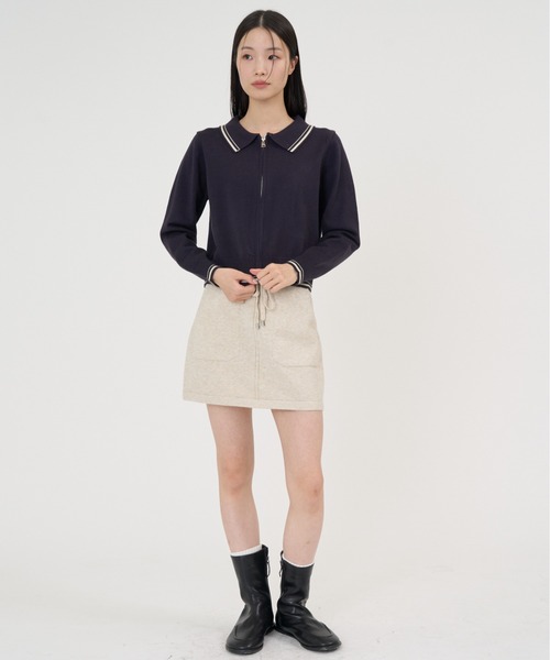 NUJOH(ヌゾ)の「Drawstring Pocket Mini Skirt / ドローストリングポケットミニスカート(スカート・レディース・ナチュラル/ベージュ/チャコールグレー/ブラック/グレー・FREE)」の8枚目の写真