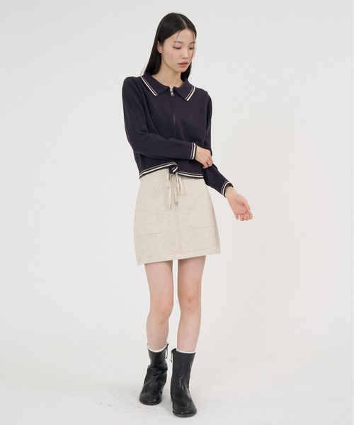 NUJOH(ヌゾ)の「Drawstring Pocket Mini Skirt / ドローストリングポケットミニスカート(スカート・レディース・ナチュラル/ベージュ/チャコールグレー/ブラック/グレー・FREE)」の10枚目の写真