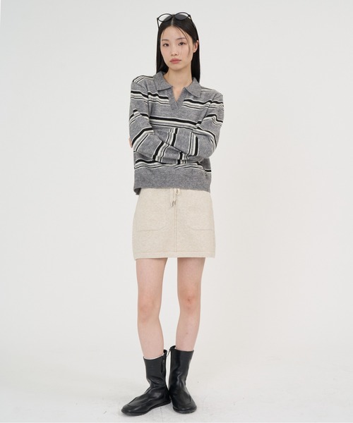 NUJOH(ヌゾ)の「Drawstring Pocket Mini Skirt / ドローストリングポケットミニスカート(スカート・レディース・ナチュラル/ベージュ/チャコールグレー/ブラック/グレー・FREE)」の13枚目の写真