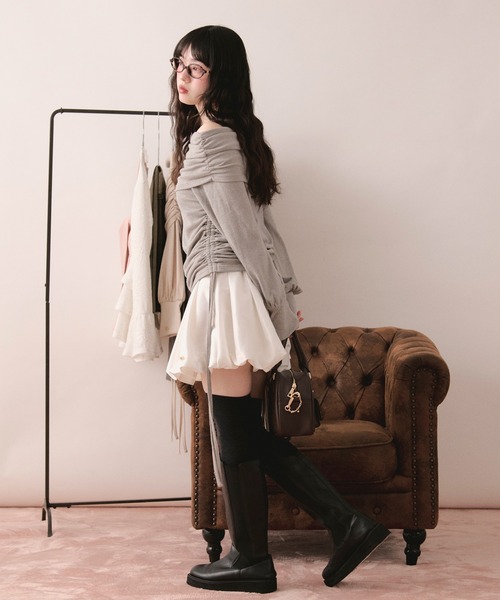 loin nuit（ロワンニュイ）の「balloon mini skirt / バルーンミニスカート（スカート・レディース・ピンク/ホワイト・FREE）」の11枚目の写真