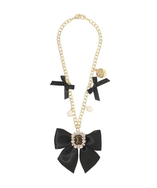 Maison de FLEUR(メゾンドフルール)の「ビジューリボンパールバッグチャーム(チャーム・レディース・ブラック/ラベンダー/ネイビー/ピンク・FREE)」の11枚目の写真