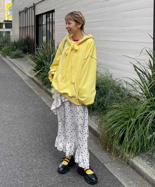 HELLO.SANFRANCISCO（ハローサンフランシスコ）の「【HELLO.SANFRANCISCO/ハローサンフランシスコ】ビッグリボン裏毛パーカー（パーカー・レディース・イエロー/ピンク/グレー・ONE SIZE）」の10枚目の写真