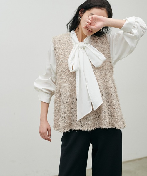 LARUTA（ラルータ）の「【LARUTA】[Web限定]リボンヤーンニットベスト（ベスト・レディース・ブラック/ベージュ/アイボリー・MEDIUM）」の17枚目の写真