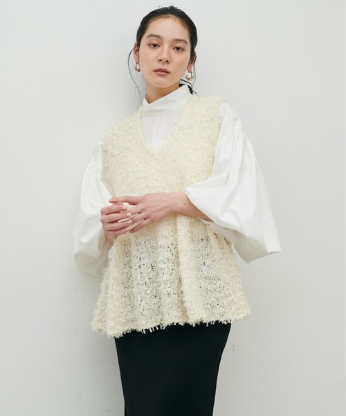 LARUTA（ラルータ）の「【LARUTA】[Web限定]リボンヤーンニットベスト（ベスト・レディース・ブラック/ベージュ/アイボリー・MEDIUM）」の18枚目の写真