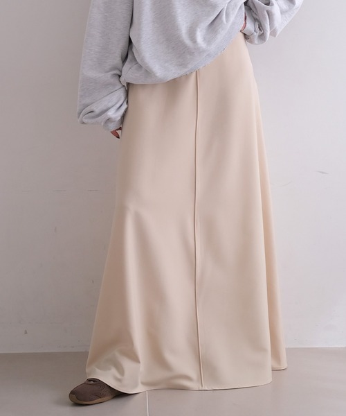 AKTE（アクテ）の「フレアマキシスカート（スカート・レディース・ブラック/アイボリー・2T/1/2）」の2枚目の写真