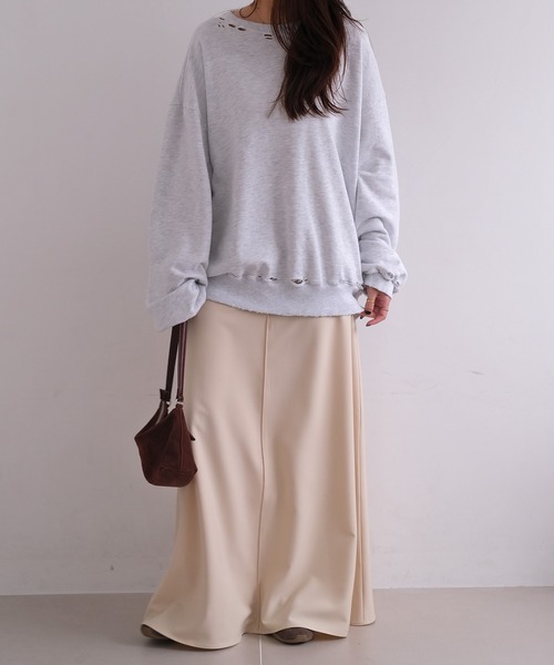 AKTE（アクテ）の「フレアマキシスカート（スカート・レディース・ブラック/アイボリー・2T/1/2）」の4枚目の写真