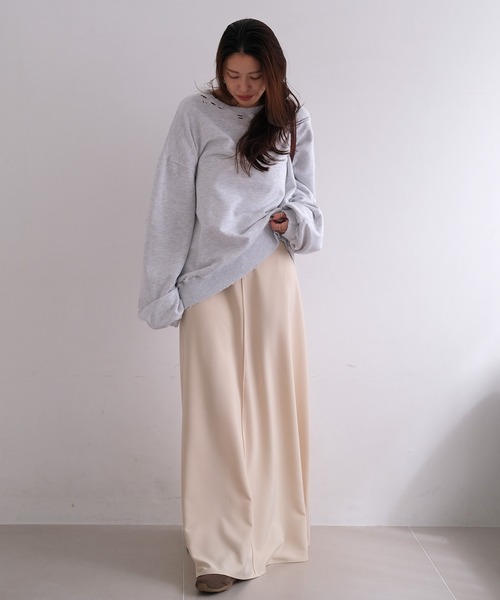 AKTE（アクテ）の「フレアマキシスカート（スカート・レディース・ブラック/アイボリー・2T/1/2）」の7枚目の写真