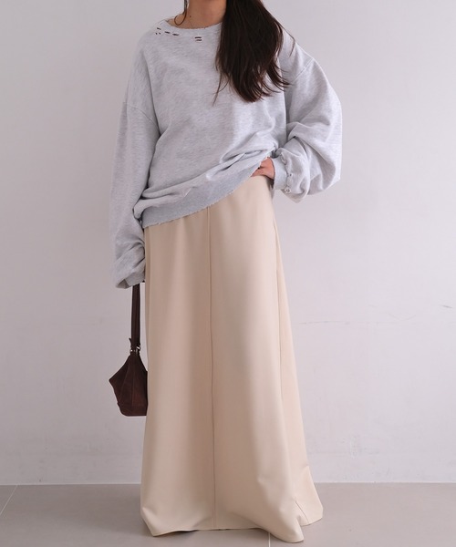 AKTE（アクテ）の「フレアマキシスカート（スカート・レディース・ブラック/アイボリー・2T/1/2）」の9枚目の写真