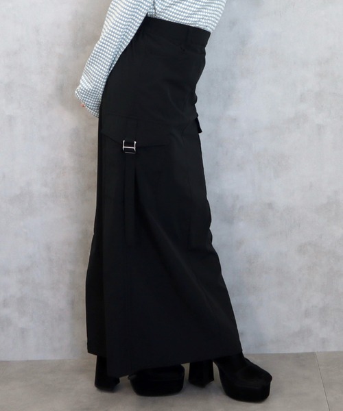 CECIL McBEE（セシルマクビー）の「ナイロンタッチカーゴナロースカート（スカート・レディース・ブラック/カーキ・MEDIUM/LARGE）」の7枚目の写真