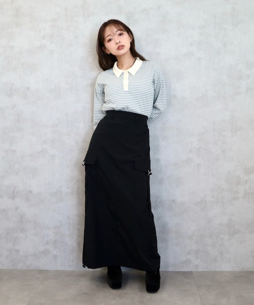 CECIL McBEE（セシルマクビー）の「ナイロンタッチカーゴナロースカート（スカート・レディース・ブラック/カーキ・MEDIUM/LARGE）」の3枚目の写真