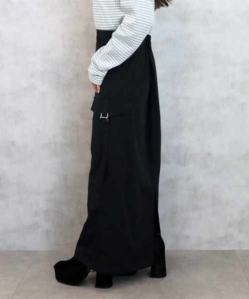 CECIL McBEE（セシルマクビー）の「ナイロンタッチカーゴナロースカート（スカート・レディース・ブラック/カーキ・MEDIUM/LARGE）」の5枚目の写真