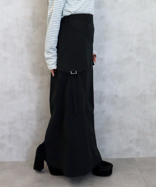 CECIL McBEE（セシルマクビー）の「ナイロンタッチカーゴナロースカート（スカート・レディース・ブラック/カーキ・MEDIUM/LARGE）」の8枚目の写真