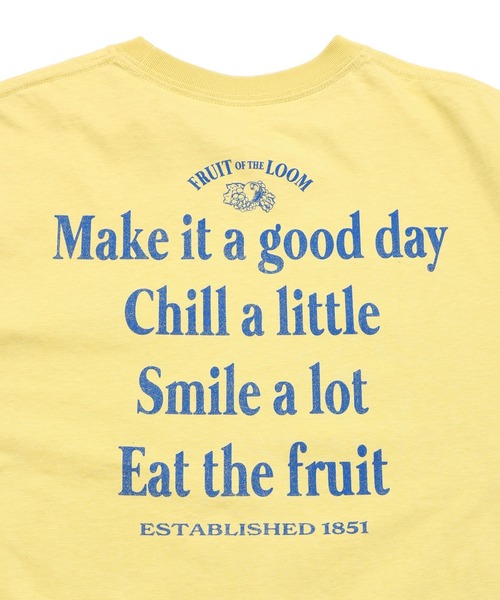 FRUIT OF THE LOOM(フルーツオブザルーム)の「19/-スラブ天竺Tシャツ1 / フルーツオブザルーム 半袖 メッセージTシャツ(Tシャツ/カットソー・メンズ・ホワイト/イエロー/チャコールグレー・M/L/S)」の9枚目の写真