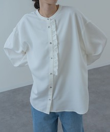 【ANNA LUNA】フロントフリル がポイントの バンドカラー チュニック