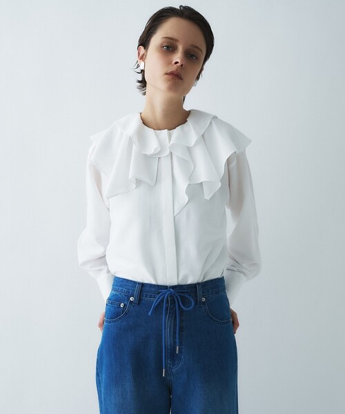 cloenc（クロエンス）の「【マシンウォッシュ】ラッフルフリルブラウス（シャツ/ブラウス・レディース・ブラウン系その他/ホワイト・02）」の5枚目の写真