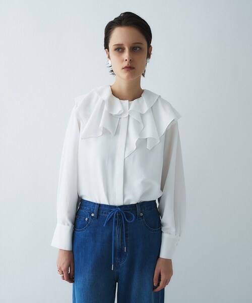 cloenc（クロエンス）の「【マシンウォッシュ】ラッフルフリルブラウス（シャツ/ブラウス・レディース・ブラウン系その他/ホワイト・02）」の6枚目の写真