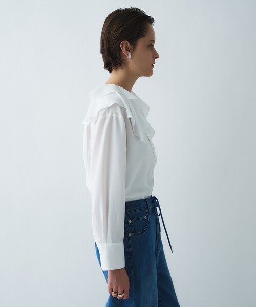 cloenc（クロエンス）の「【マシンウォッシュ】ラッフルフリルブラウス（シャツ/ブラウス・レディース・ブラウン系その他/ホワイト・02）」の7枚目の写真