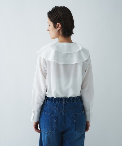 cloenc（クロエンス）の「【マシンウォッシュ】ラッフルフリルブラウス（シャツ/ブラウス・レディース・ブラウン系その他/ホワイト・02）」の8枚目の写真