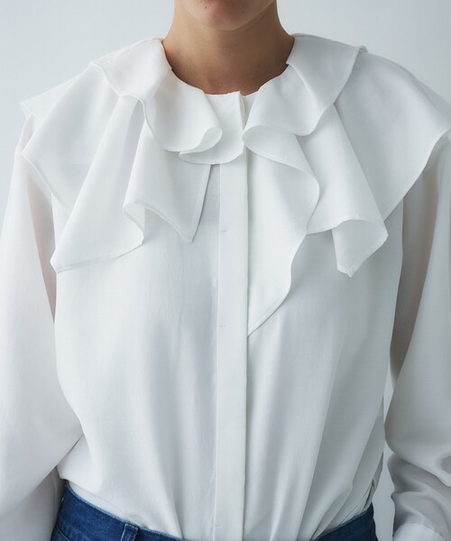cloenc（クロエンス）の「【マシンウォッシュ】ラッフルフリルブラウス（シャツ/ブラウス・レディース・ブラウン系その他/ホワイト・02）」の9枚目の写真