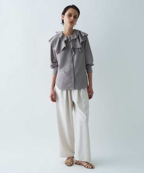 cloenc（クロエンス）の「【マシンウォッシュ】ラッフルフリルブラウス（シャツ/ブラウス・レディース・ブラウン系その他/ホワイト・02）」の14枚目の写真
