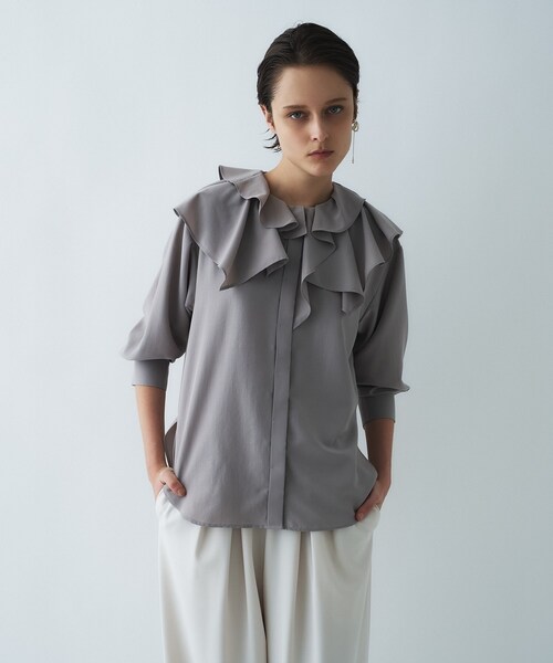 cloenc（クロエンス）の「【マシンウォッシュ】ラッフルフリルブラウス（シャツ/ブラウス・レディース・ブラウン系その他/ホワイト・02）」の16枚目の写真
