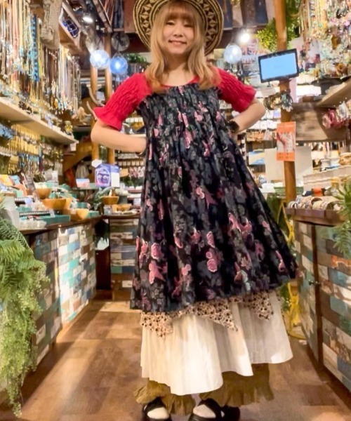 チャイハネ（チャイハネ）の「【チャイハネ】レチョリトップス（Tシャツ/カットソー・レディース・ピンク/ホワイト/ブルー・FREE）」の7枚目の写真