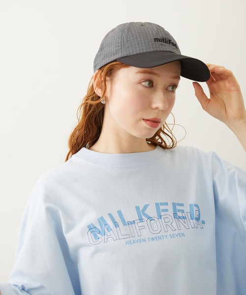MILKFED.(ミルクフェド)の「CUT OUT LOGO PLAID NYLON CAP(キャップ・レディース・ライトブルー/オフホワイト/チャコール・ONE SIZE)」の7枚目の写真