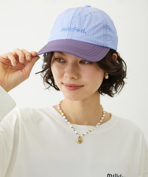 MILKFED.(ミルクフェド)の「CUT OUT LOGO PLAID NYLON CAP(キャップ・レディース・ライトブルー/オフホワイト/チャコール・ONE SIZE)」の21枚目の写真