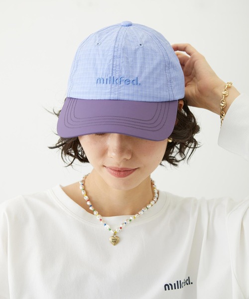 MILKFED.(ミルクフェド)の「CUT OUT LOGO PLAID NYLON CAP(キャップ・レディース・ライトブルー/オフホワイト/チャコール・ONE SIZE)」の22枚目の写真