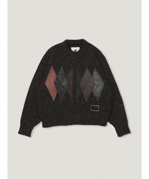 elephant TRIBAL fabrics | elephant TRIBAL fabrics Leather Argyle Zip Knit(ニット/セーター)