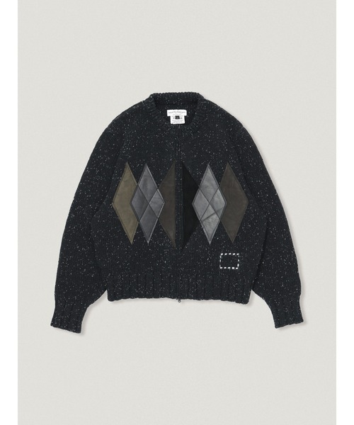 elephant TRIBAL fabrics（エレファントトライバルファブリックス）の「elephant TRIBAL fabrics Leather Argyle Zip Knit（ニット/セーター・メンズ・ブラウン/ブラック/グレー・2/1）」の2枚目の写真