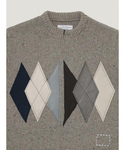 elephant TRIBAL fabrics（エレファントトライバルファブリックス）の「elephant TRIBAL fabrics Leather Argyle Zip Knit（ニット/セーター・メンズ・ブラウン/ブラック/グレー・2/1）」の14枚目の写真