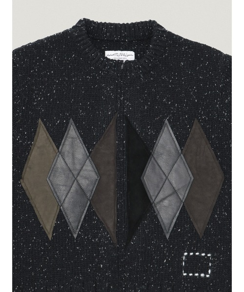 elephant TRIBAL fabrics（エレファントトライバルファブリックス）の「elephant TRIBAL fabrics Leather Argyle Zip Knit（ニット/セーター・メンズ・ブラウン/ブラック/グレー・2/1）」の9枚目の写真